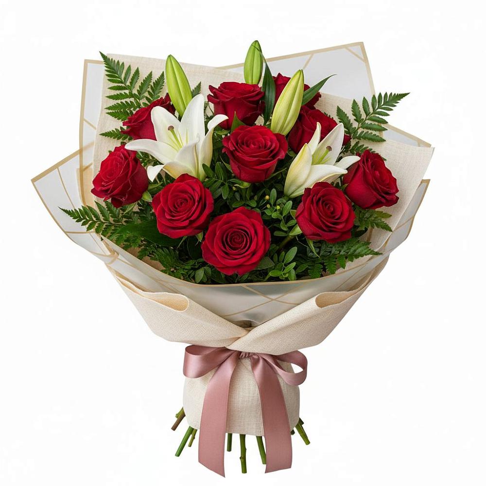 Букет цветов из: Лилии и Розы в Зеленоградске