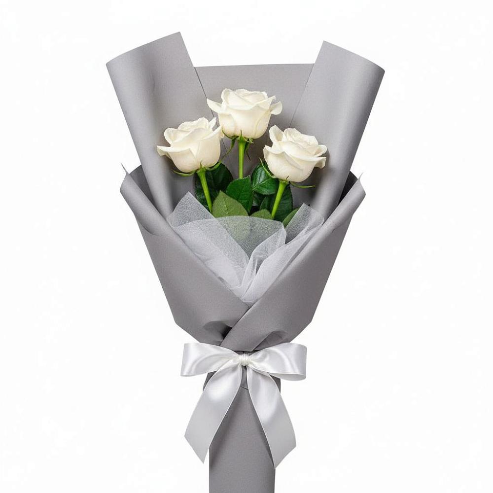 Букет 3 белые розы в Зеленоградске