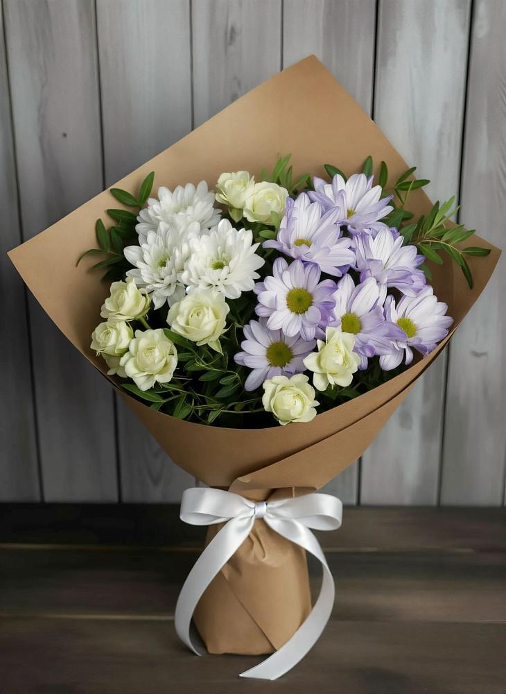 Букет цветов из: Хризантемы и Розы в Зеленоградске